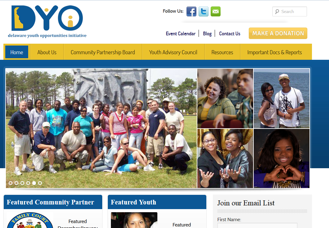 Non-Profit Web Design: Delaware Youth Opportunities Initiative