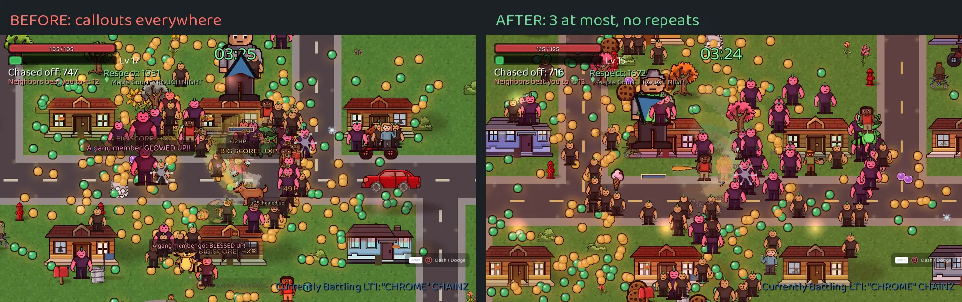 Less chatter, before and after
